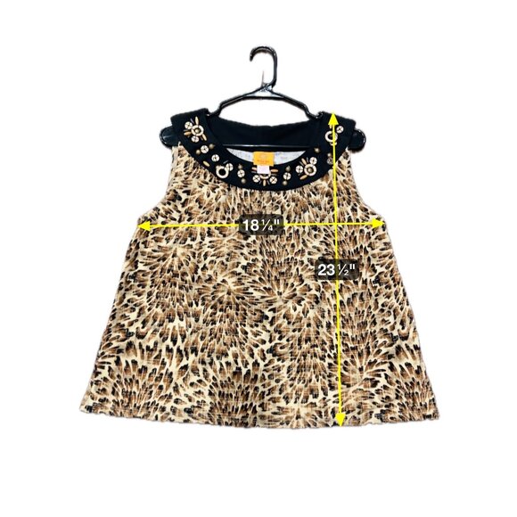 Ruby Rd. Petite Sleeveless Animal Print Top Embellished Black Collar Sz PXL - Picture 7 of 10